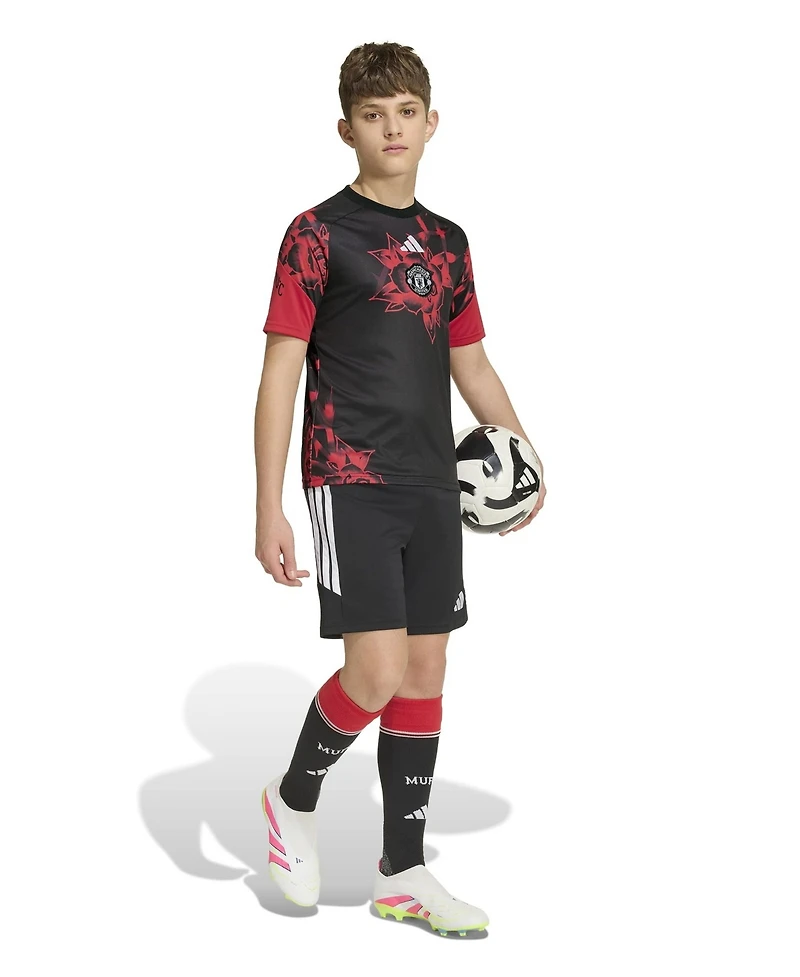 Adidas Boys' and Girls' Manchester United Pre-Match Raglan Short-Sleeve T-Shirt