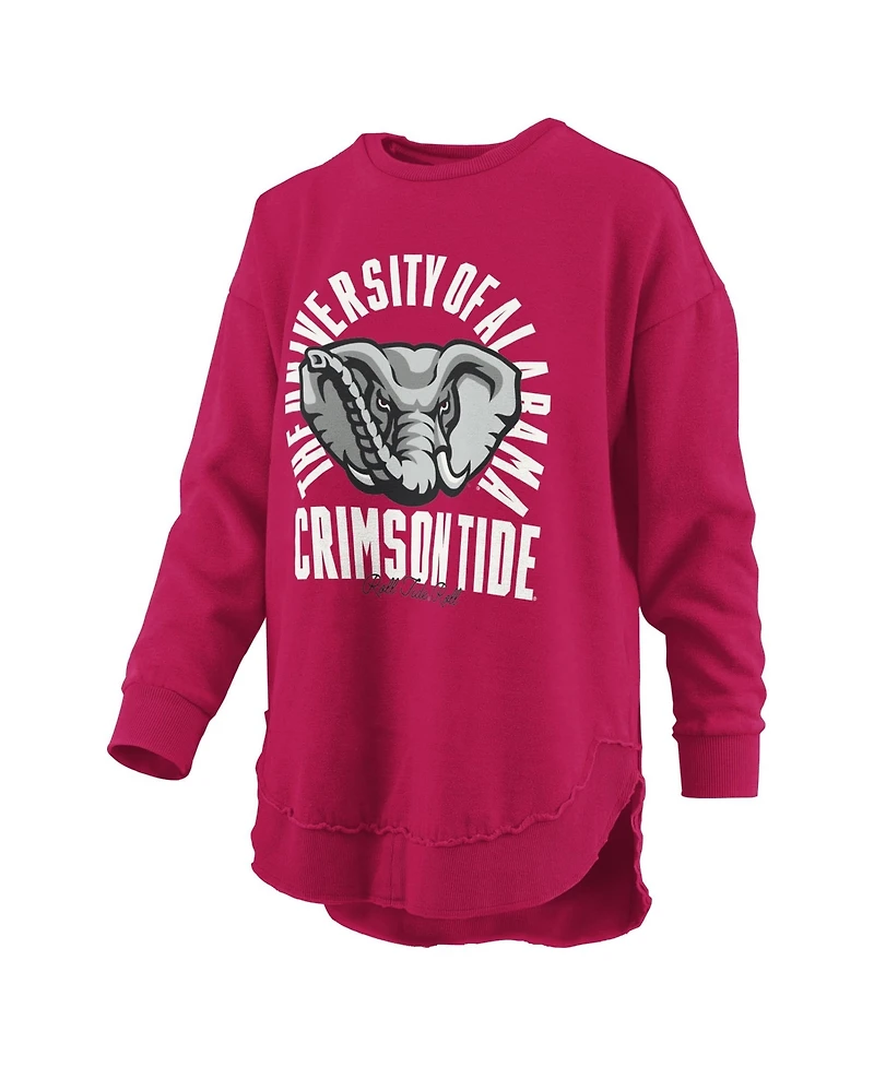 Pressbox Women's Blitz Alabama Crimson Tide Fleece-Lined Dropped-Shoulder Crewneck Sweatshirt