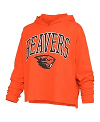 Pressbox Women's Nelson Oregon State Beavers Hooded Long Sleeve Slub T-Shirt