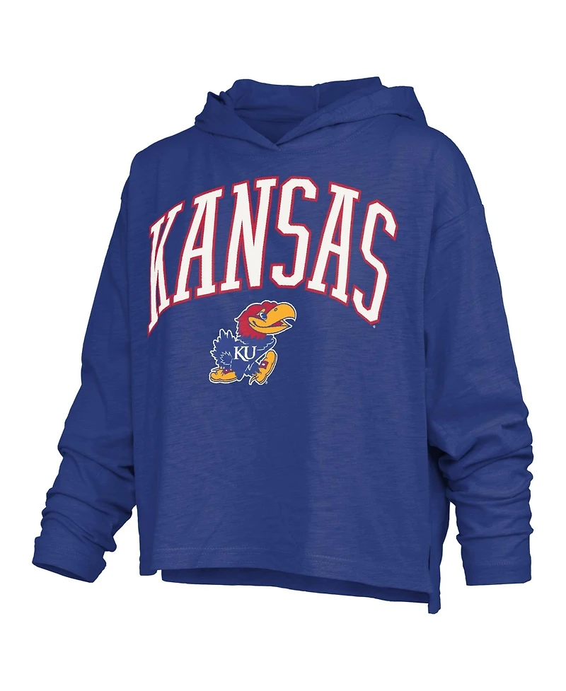 Pressbox Women's Kansas Jayhawks Nelson Long Sleeve Hooded Slub T-Shirt