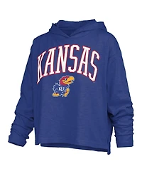 Pressbox Women's Kansas Jayhawks Nelson Long Sleeve Hooded Slub T-Shirt