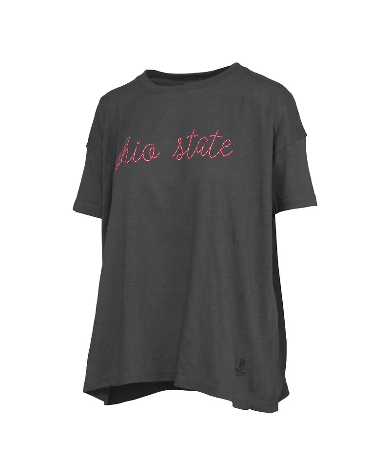 Pressbox Women's Ohio State Buckeyes Swirl Script Oversized T-Shirt