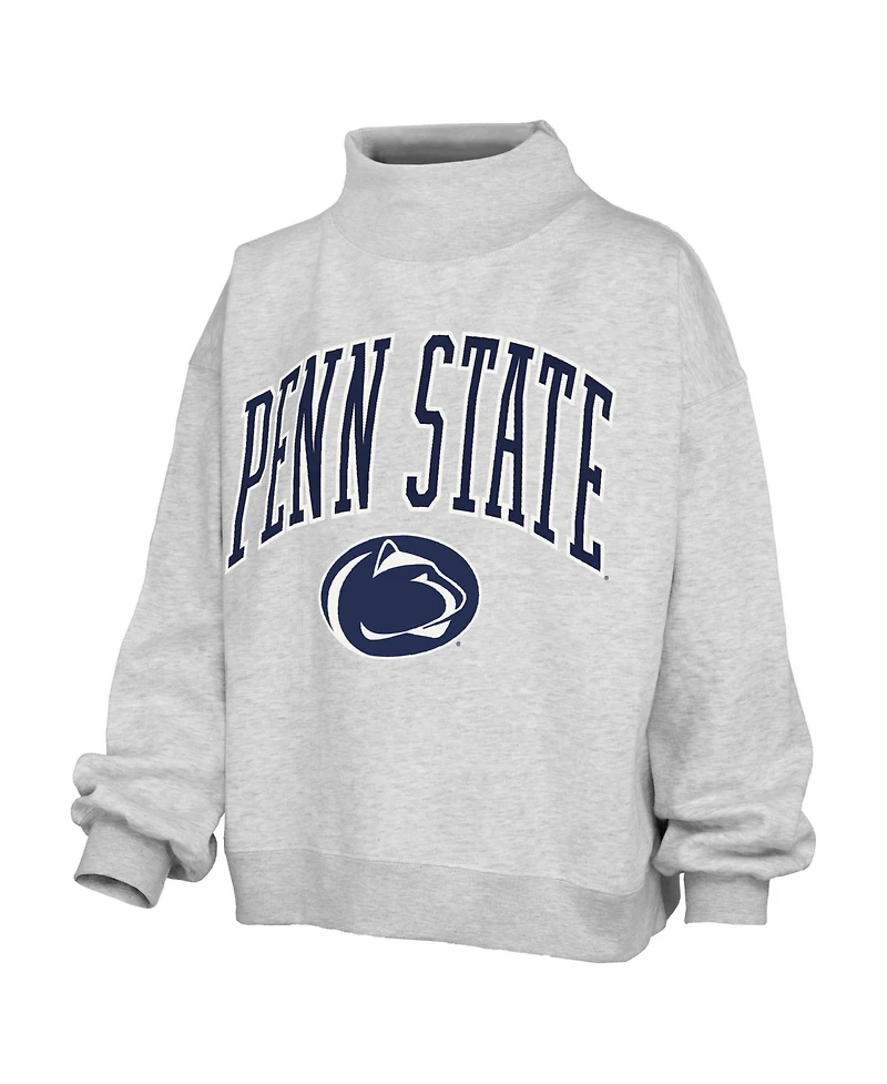 Pressbox Women's Penn State Nittany Lions Nelson Texture Lingo Mock Neck Oversized Fleece Sweatshirt