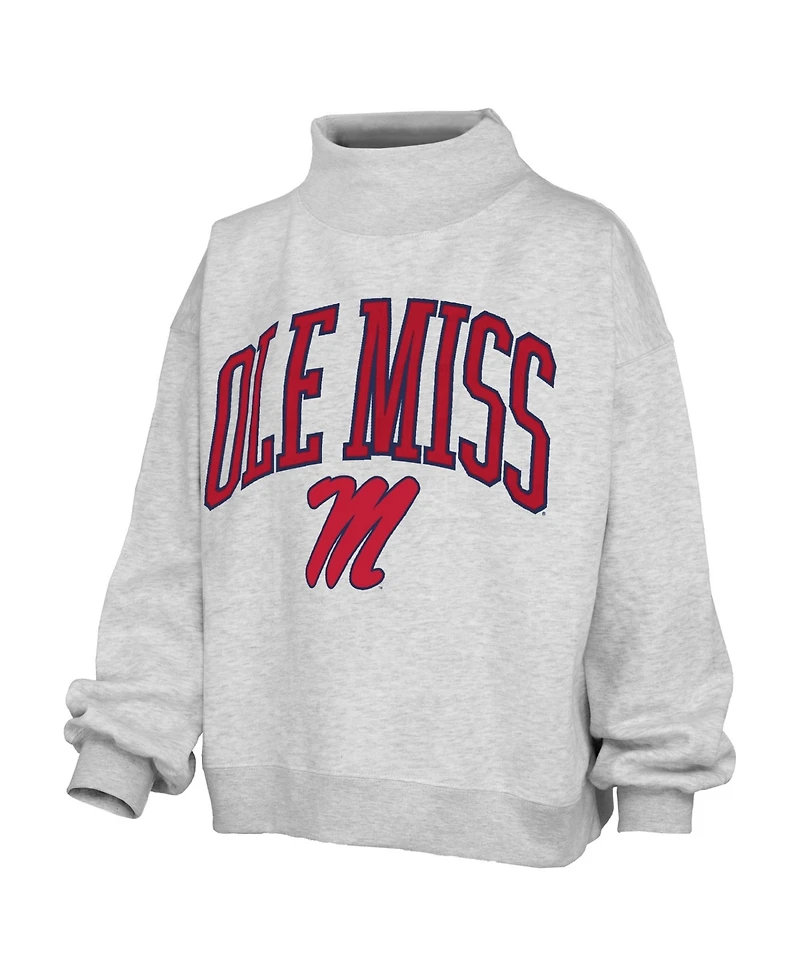 Pressbox Women's Ole Miss Rebels Nelson Texture Lingo Oversized Mock-Neck Sweatshirt