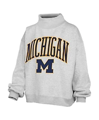 Pressbox Women's Nelson Texture Lingo Oversized Mock Neck Dropped-Shoulder Pullover Sweatshirt