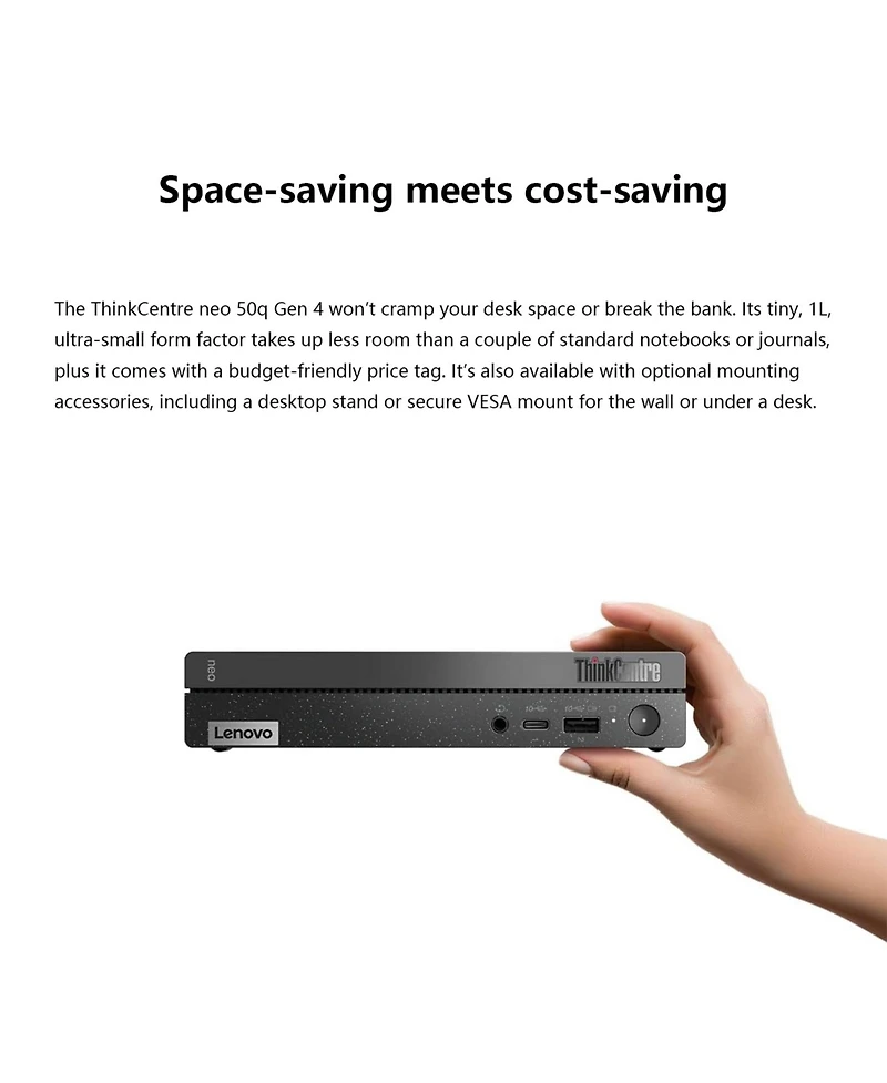 Lenovo ThinkCentre neo 50q Gen 4 Mini Form Factor Desktop, Intel Core i5-13420H, 64GB, 512GB Ssd
