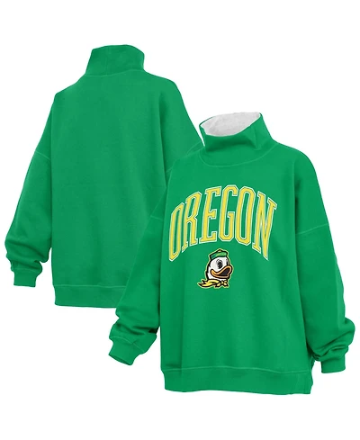 Pressbox Women's Oregon Ducks Oversized Mock Neck Sweatshirt