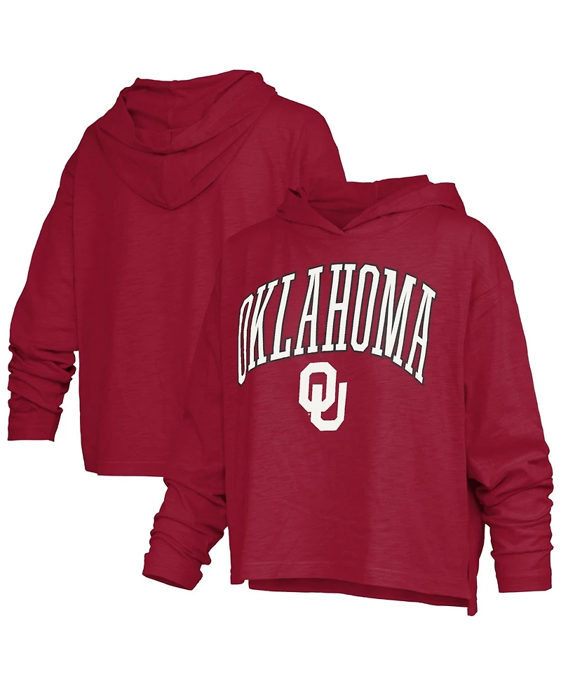 Pressbox Women's Oklahoma Sooners Nelson Hooded Slub Long-Sleeve T-Shirt