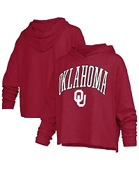 Pressbox Women's Oklahoma Sooners Nelson Hooded Slub Long-Sleeve T-Shirt
