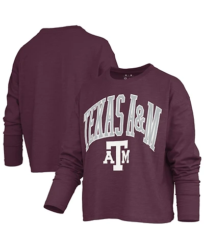 Pressbox Women's Texas A&M Aggies Motley Boxy Long-Sleeve Burnout T-Shirt