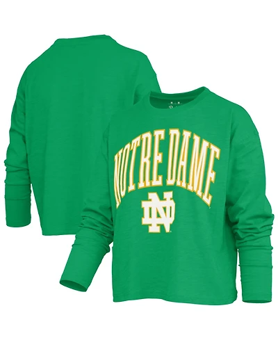 Pressbox Women's Motley Notre Dame Fighting Irish Boxy Burnout Long Sleeve T-Shirt
