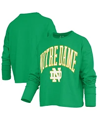 Pressbox Women's Motley Notre Dame Fighting Irish Boxy Burnout Long Sleeve T-Shirt