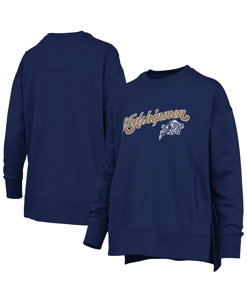 Pressbox Women's Navy Midshipmen Harper Oversized Crewneck Sweatshirt