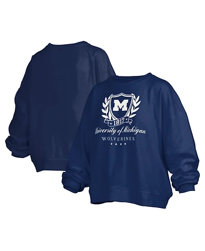 Pressbox Women's Michigan Wolverines Janice Oversized Cropped Pullover Sweatshirt
