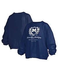 Pressbox Women's Michigan Wolverines Janice Oversized Cropped Pullover Sweatshirt