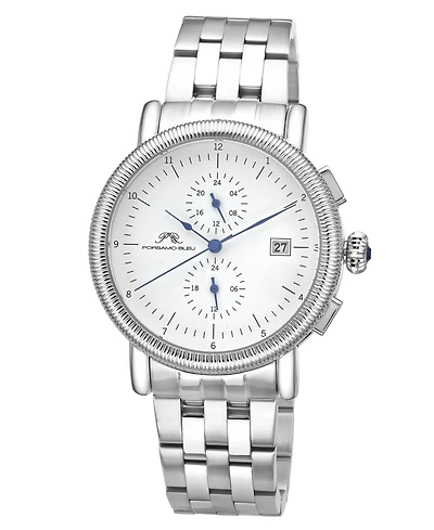 Porsamo Bleu Men's Valor Chronograph Stainless Steel Silver Tone Watch 44 mm
