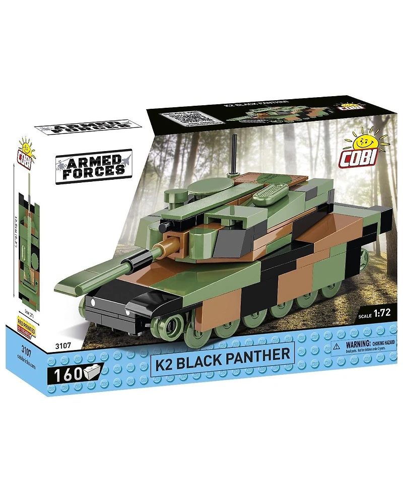Cobi Armed Forces K2 Black Panther Tank Rotating Turret 160-Piece Building Set, Ages 6+