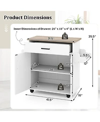 Volenca Rolling Kitchen Island Cart with Storage Shelves and Casters