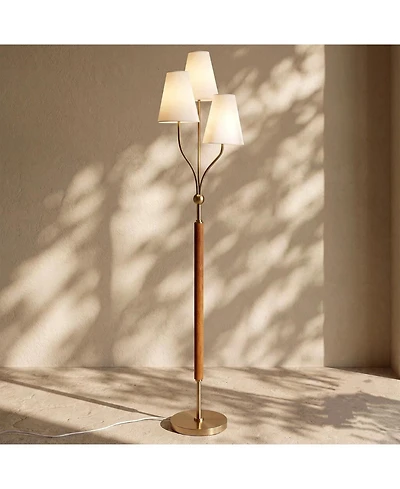 Tribesigns 3-Head Floor Lamp with Linen Shades, Tall Metal Standing, Triple Lampshade Versatile E26 Sockets