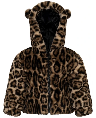 S Rothschild & Co Baby Girls' Reversible Faux Fur Hooded Jacket