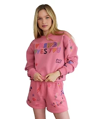 Mayfair Juniors' Somebody Loves You Pull-On Graphic Print Mid-Rise Shorts, 3.75" Inseam