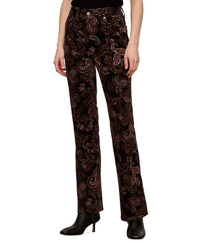 Sanctuary Petite Play Date Velvet-Paisley Bootcut Pants