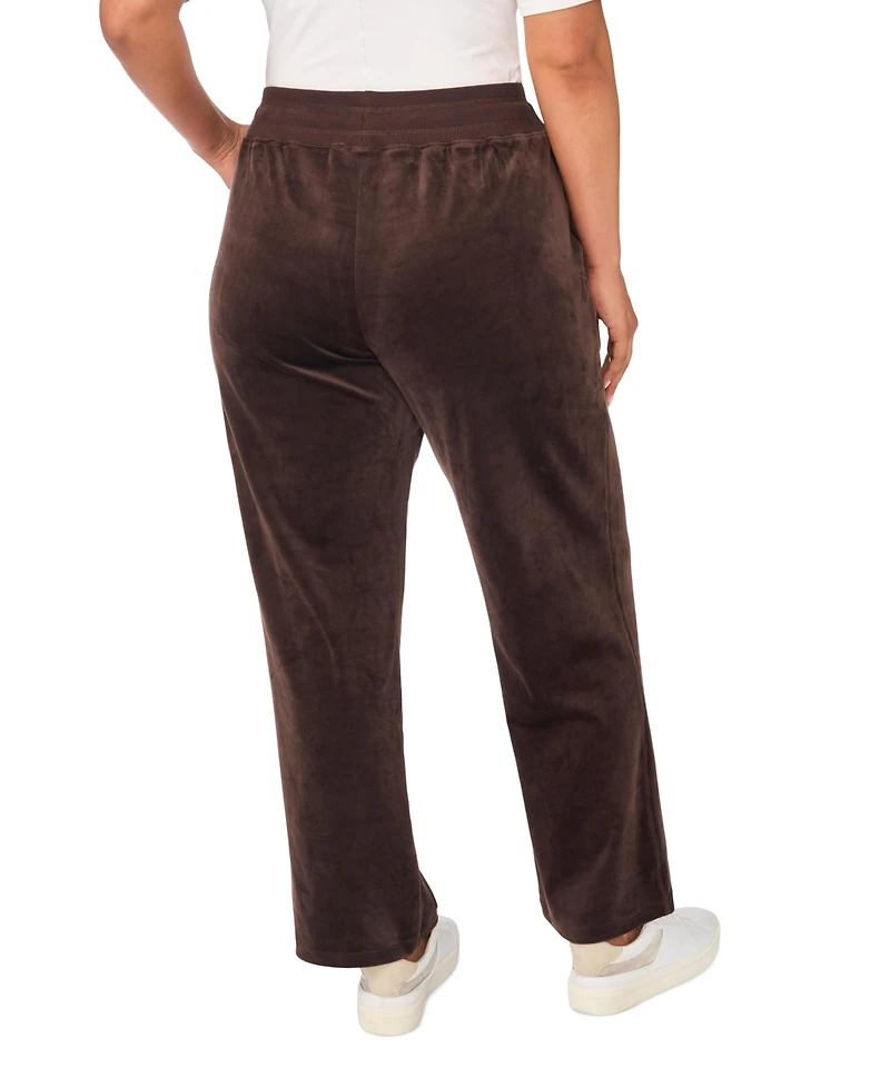Vince Camuto Plus Velour Drawstring-Waist Straight-Leg Pants, Created for Macy's