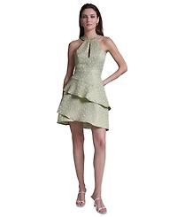 Bcbg Women's Metallic Halter Neck Fit & Flare Dress