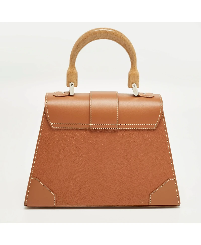 Pre-Owned Goyard Saigon Pm Leather and Wood Top Handle Bag