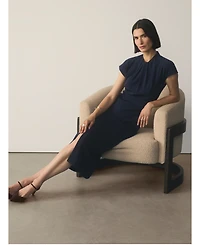 The Fold Women's Rossano High-Neck Short-Sleeve Midi Dress