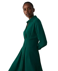 The Fold Women's Amara Long-Sleeve A-Line Midi Shirt Dress