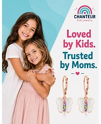 Chanteur Kids Butterfly Hypoallergenic Earrings for Girls with Sterling Silver Leverbacks