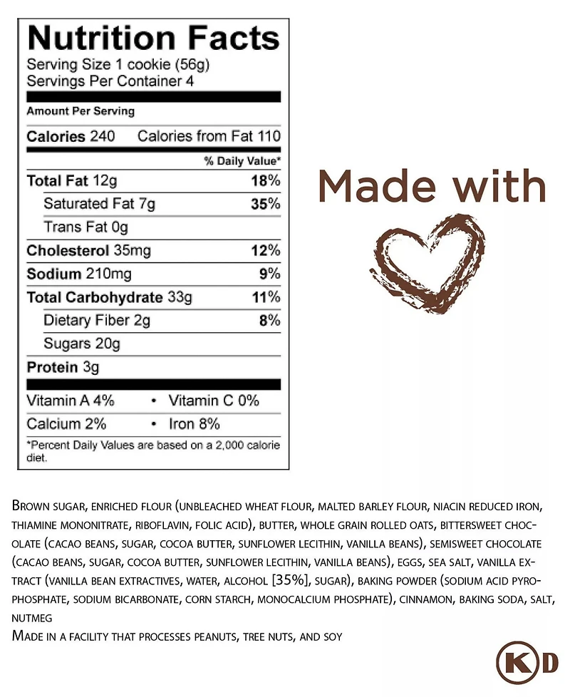 Salt of the Earth Bakery Fresh Baked Oatmeal Chocolate Chip Cookies Gourmet Boxes, 16-Piece