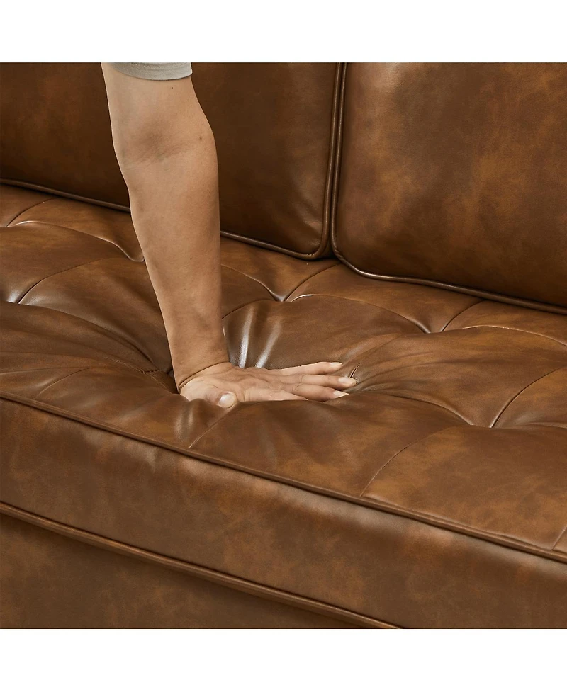 Streamdale Furniture Classic Tufted Faux Leather Sofa with Wood Legs