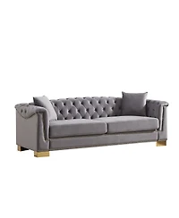 Streamdale Furniture Classic Modern 84" Velvet Chesterfield Sofa with Rolled Arms