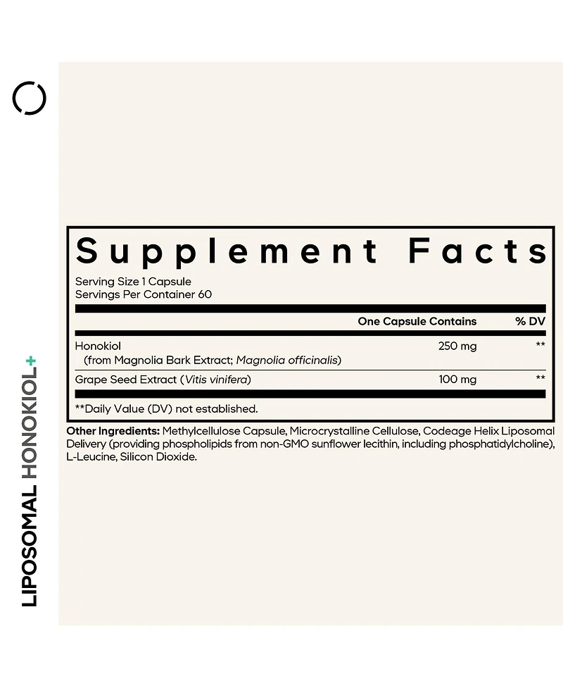 Codeage Liposomal Honokiol, Magnolia Bark Extract, Grape Seed Extract, Polyphenols, Non-gmo, 60 Count