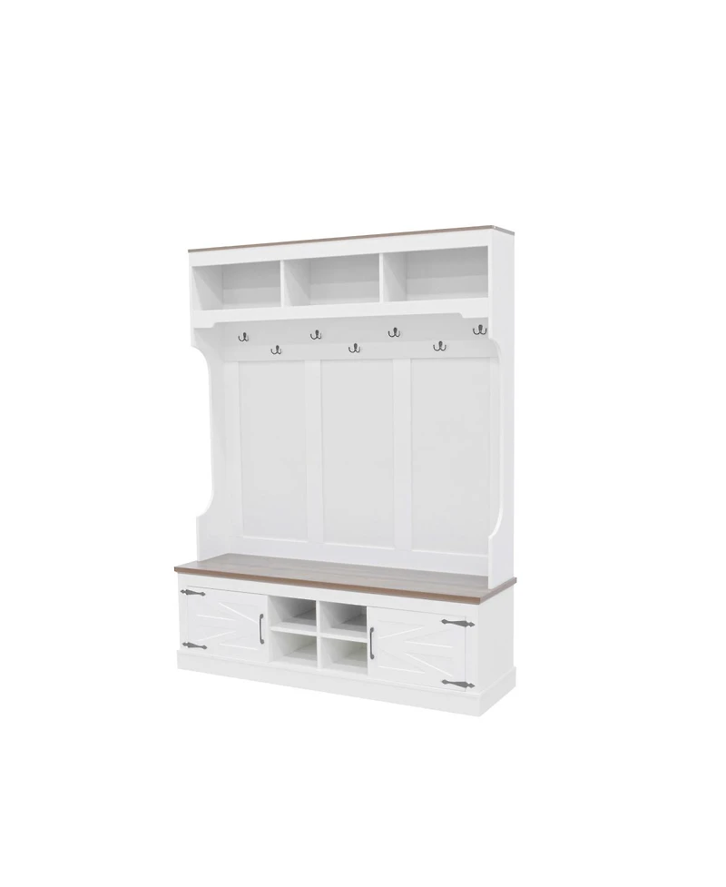 Streamdale Furniture 71" Farmhouse Hall Tree with Bench and Shoe Storage