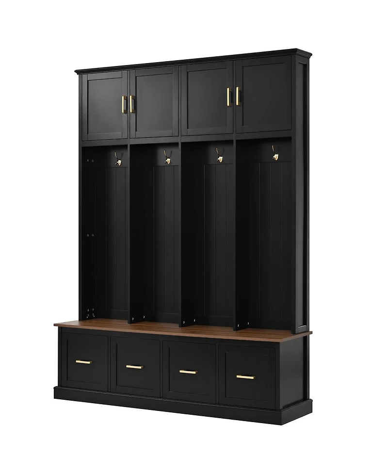 Streamdale Furniture Farmhouse Entryway Hall Tree with Coat Hooks, Cabinets