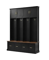 Streamdale Furniture Farmhouse Entryway Hall Tree with Coat Hooks, Cabinets