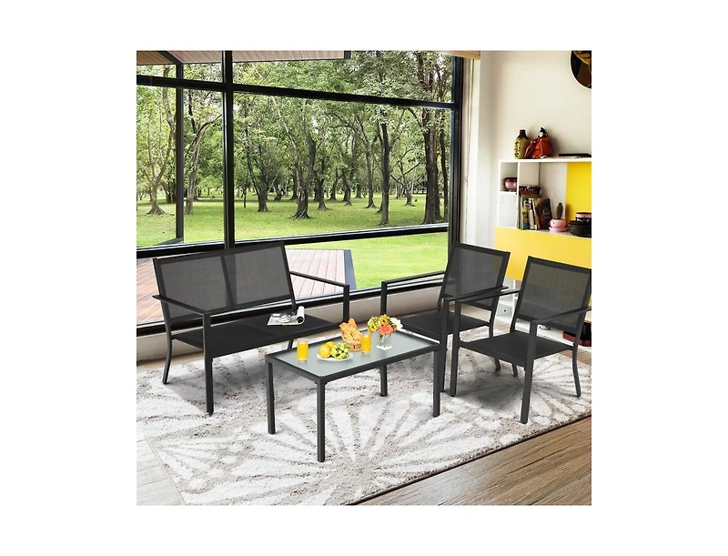 Boyel Living 4-piece Patio Furniture Set Sofa Coffee Table Steel Frame Garden