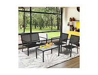 Boyel Living 4-piece Patio Furniture Set Sofa Coffee Table Steel Frame Garden