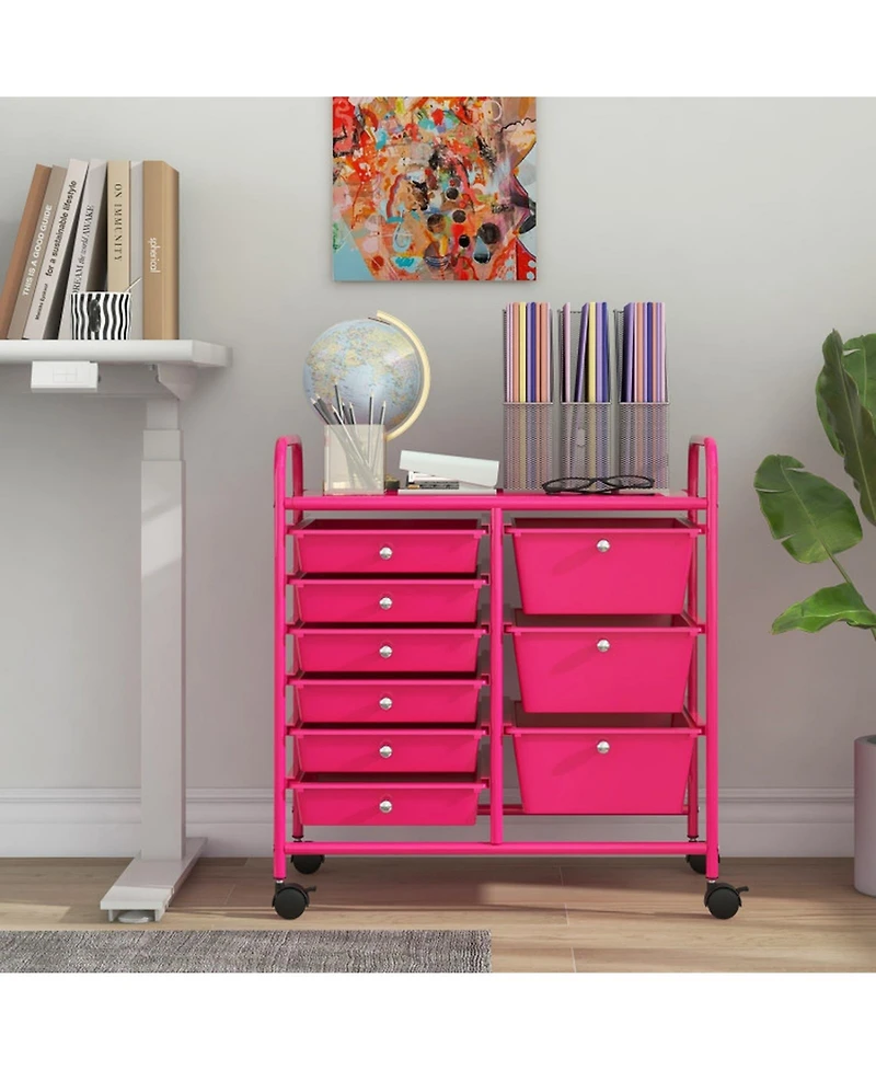 Sugift 9-Drawer Rolling Storage Cart with Removable Drawers and Metal Frame