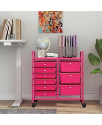 Sugift 9-Drawer Rolling Storage Cart with Removable Drawers and Metal Frame