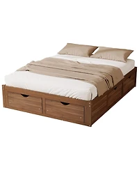 Streamdale Furniture Queen Size Wood Platform Bed with 6 Storage Drawers