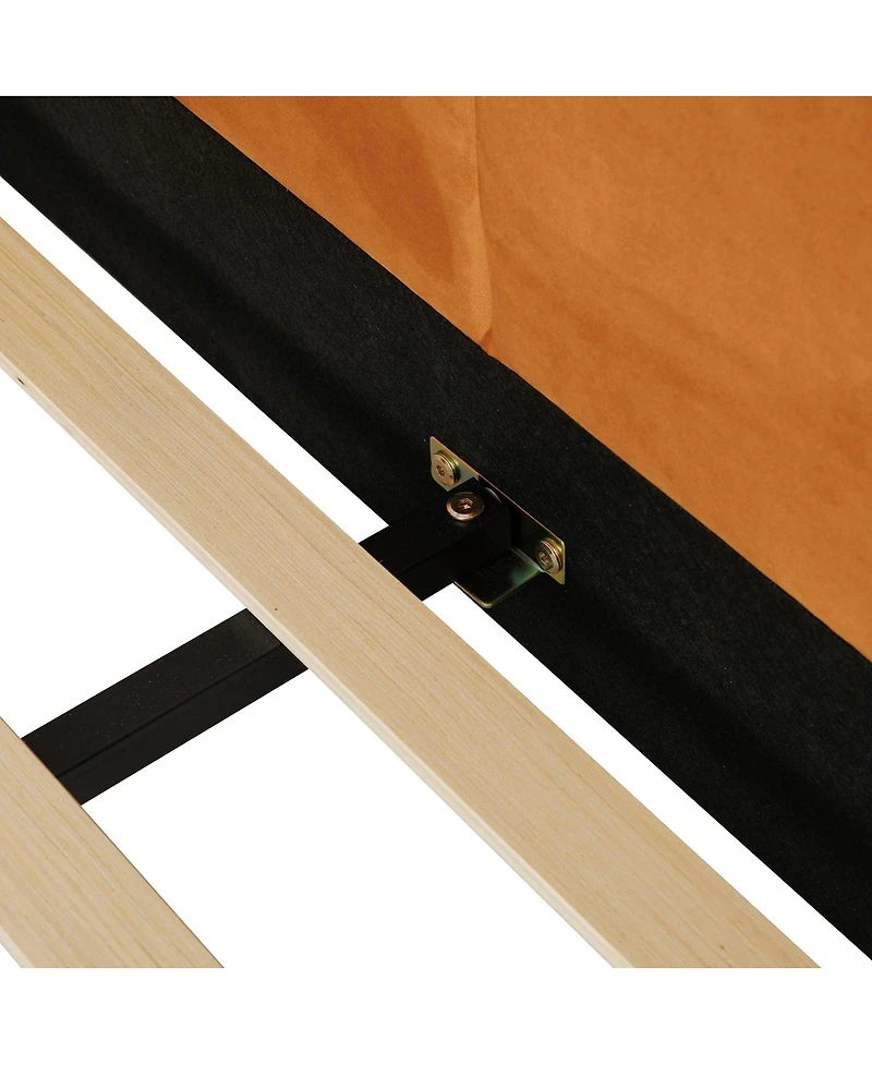 Streamdale Furniture Full Size Velvet Upholstered Floor Bed, Pumpkin