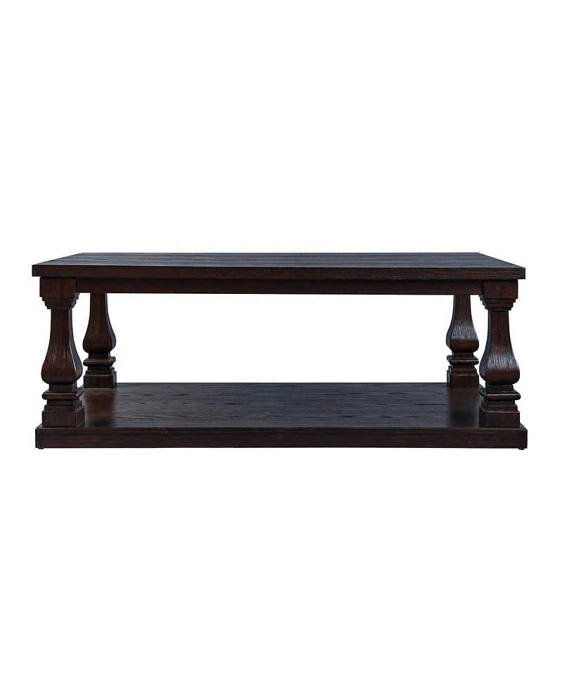 Streamdale Furniture Farmhouse 46" Wood Coffee Table with Storage Shelf, Espresso