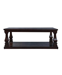 Streamdale Furniture Farmhouse 46" Wood Coffee Table with Storage Shelf, Espresso