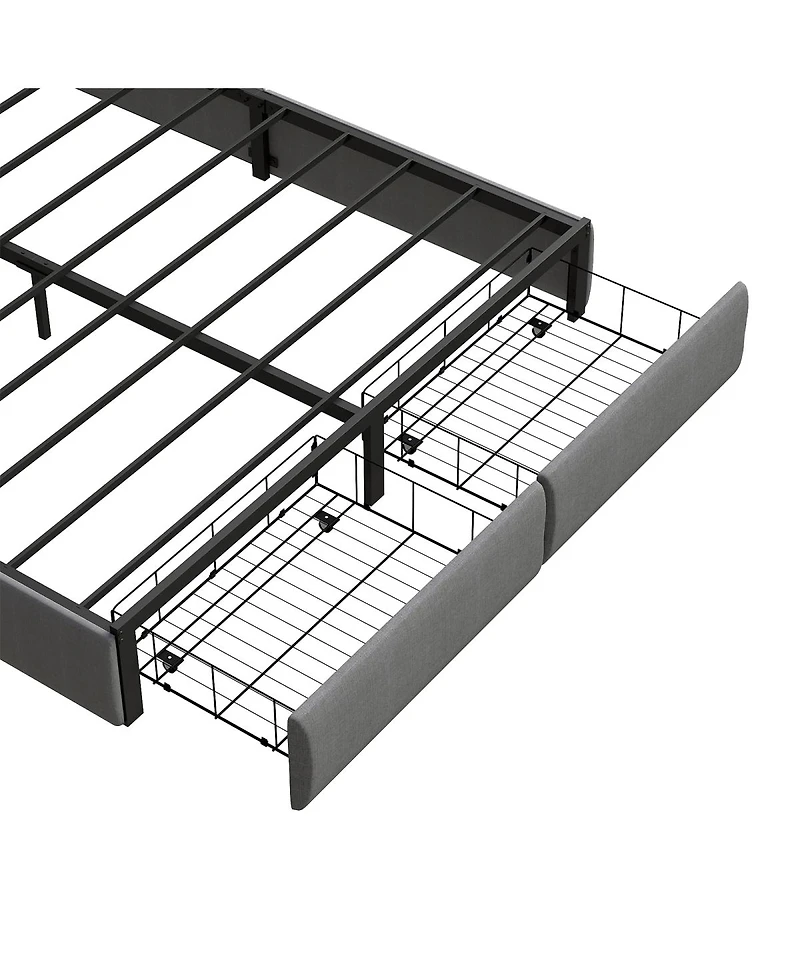 Streamdale Furniture Queen Led Bed Frame with Charging Station and Storage Drawers