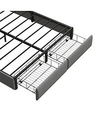 Streamdale Furniture Queen Led Bed Frame with Charging Station and Storage Drawers