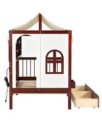 Streamdale Furniture Twin House Bed with Drawers, Led Bookshelf
